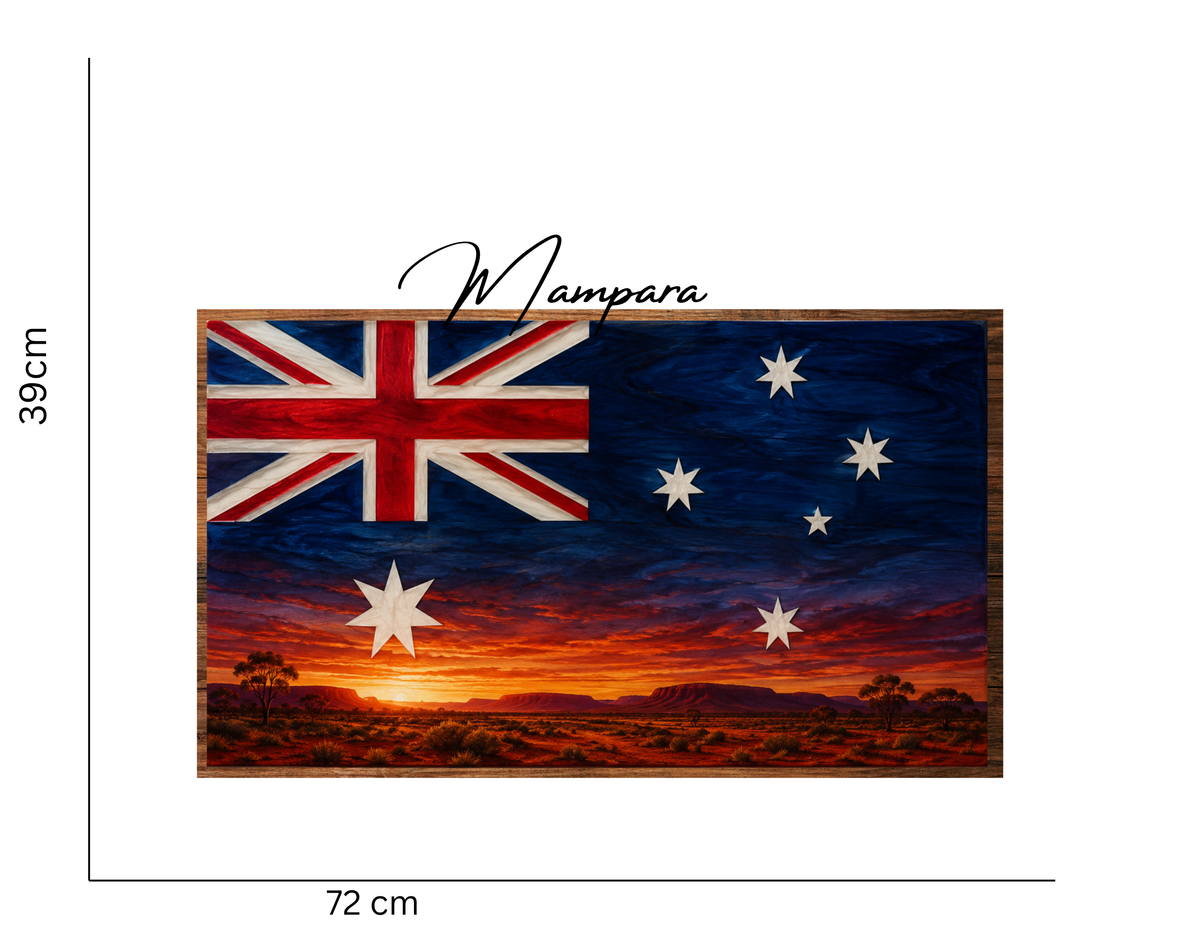 Aussie Flag Landscape The Dry Sunrise print mount 70cm