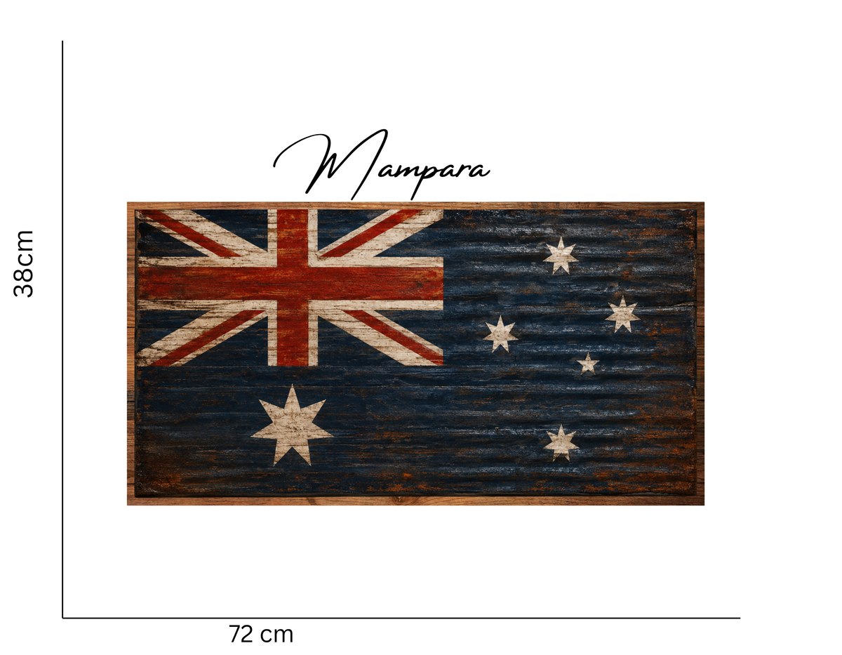 Aussie Flag Weathered Corro print mount 70cm