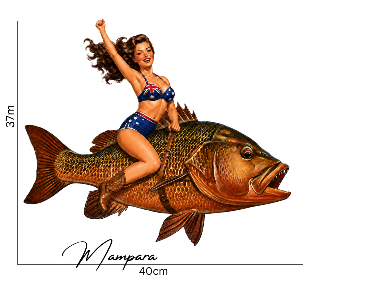 Mangrove Jack with Brunette Pin Up 40s era Print mount 40cm