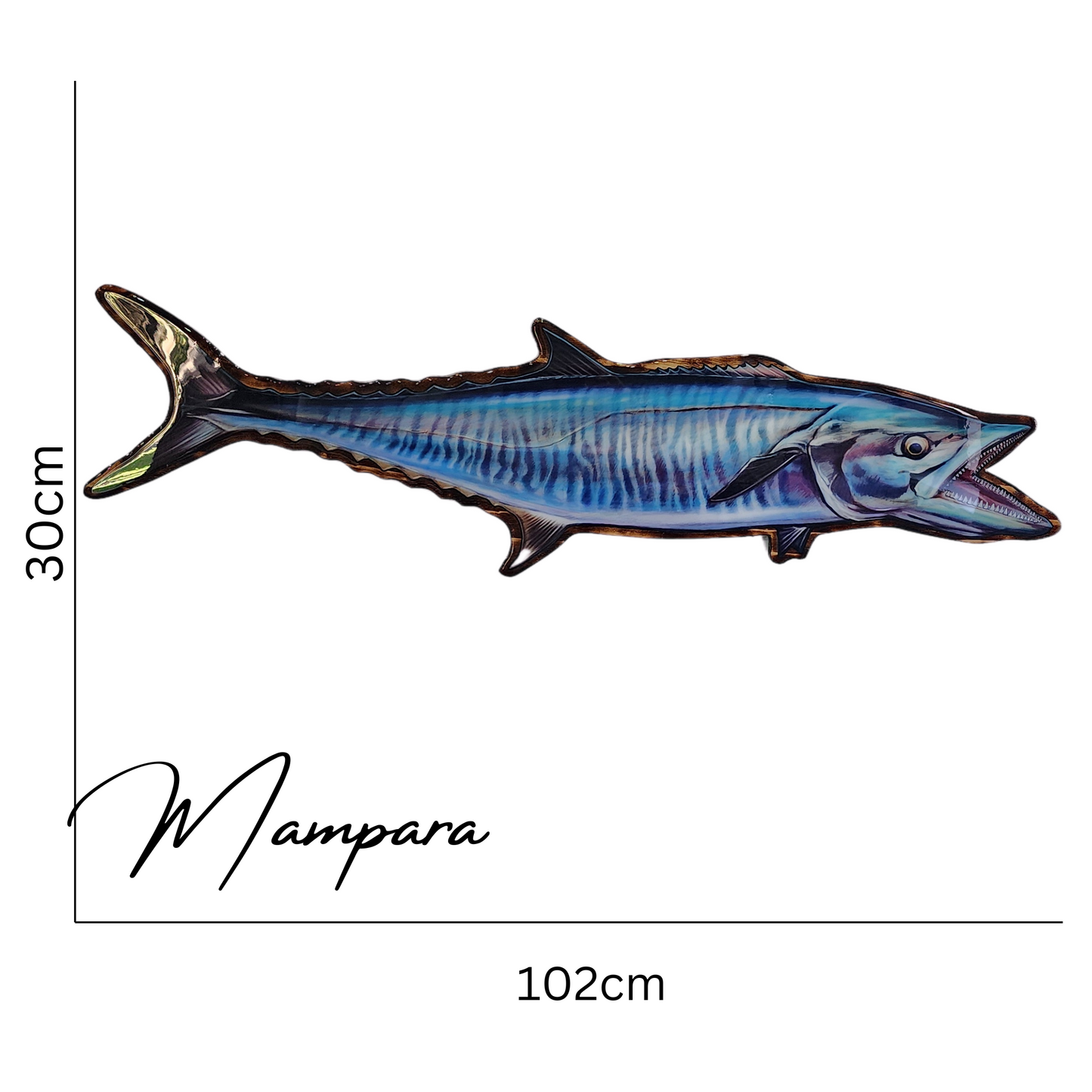 Spanish Mackerel Open Mouth Print mount 100cm in length