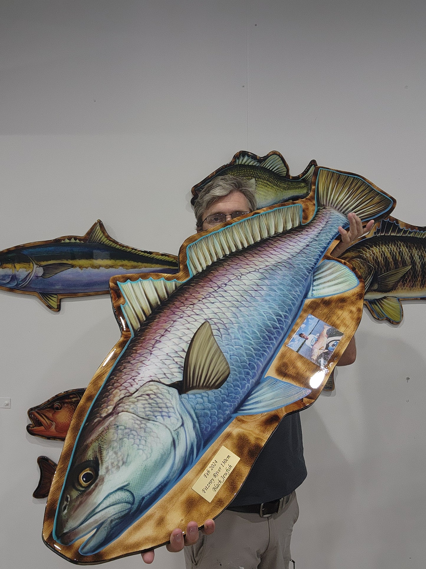 Black Jewfish Print mount 100cm in length