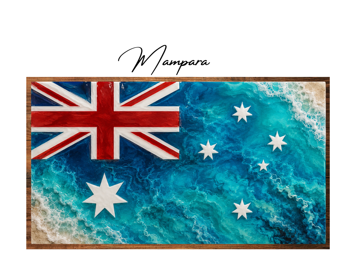 Aussie Flag Coastal Waves print mount 70cm