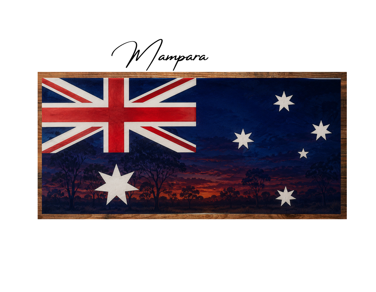 Aussie Flag Landscape Gumtree Dawn print mount 70cm
