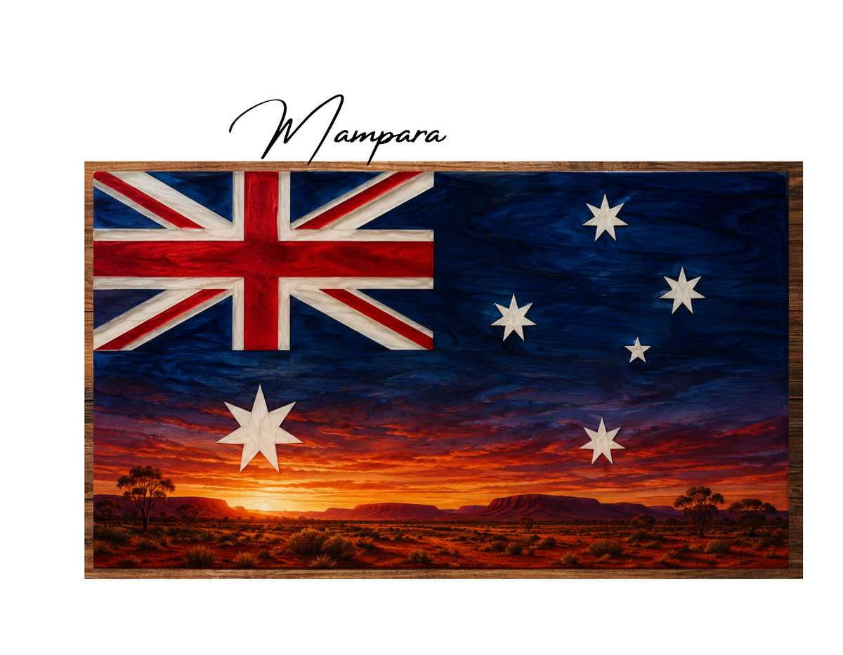 Aussie Flag Landscape The Dry Sunrise print mount 70cm
