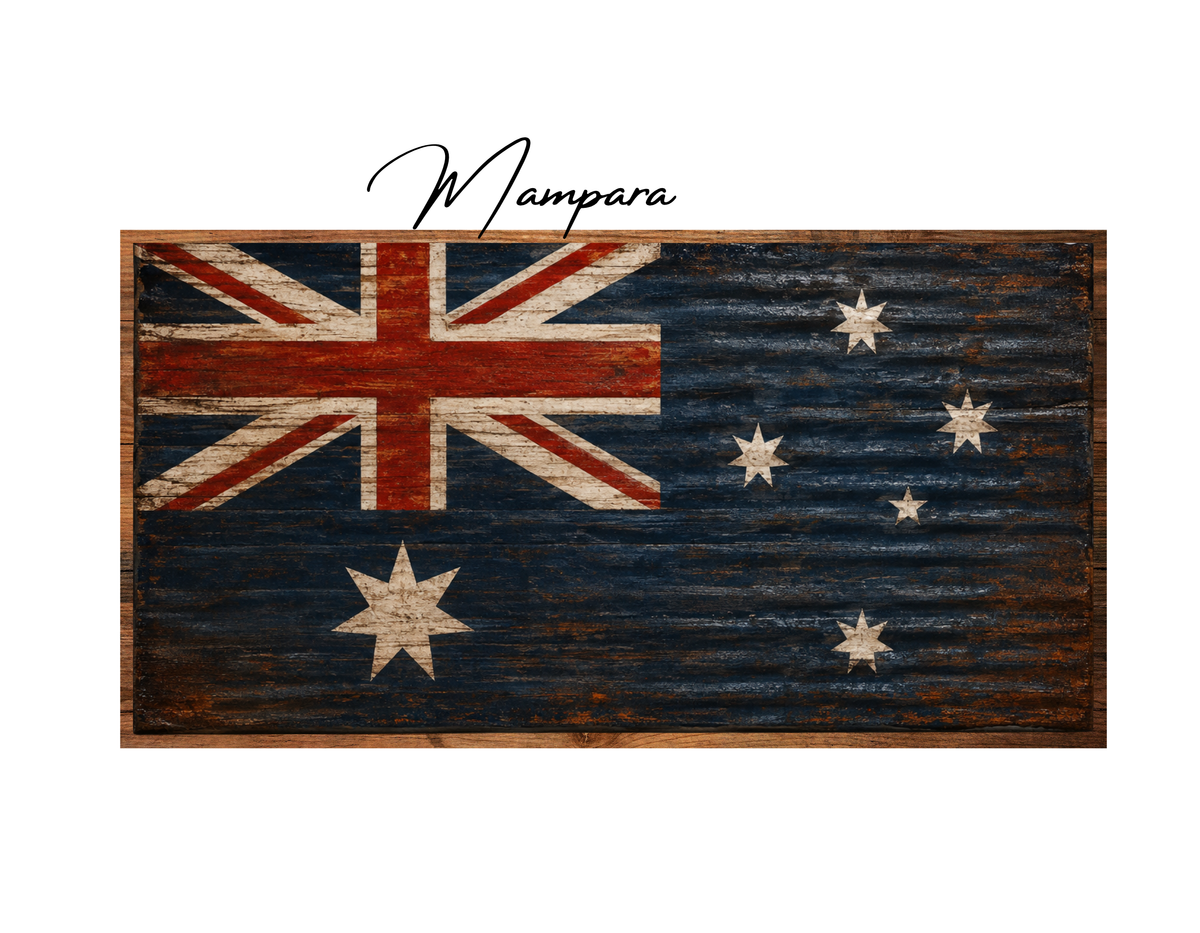 Aussie Flag Weathered Corro print mount 70cm