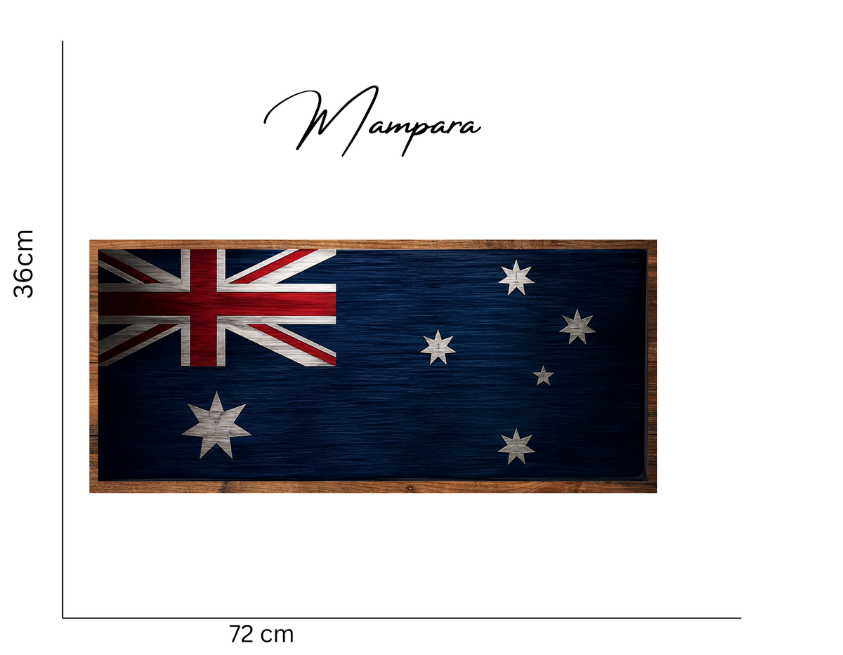 Aussie Flag brushed steel print effect mount 70cm