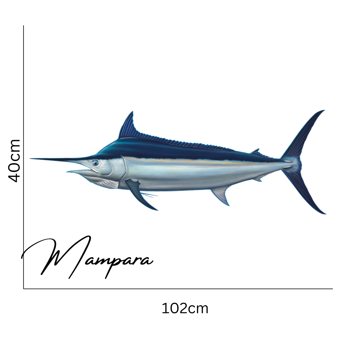 Black Marlin Side profile Print mount 100cm