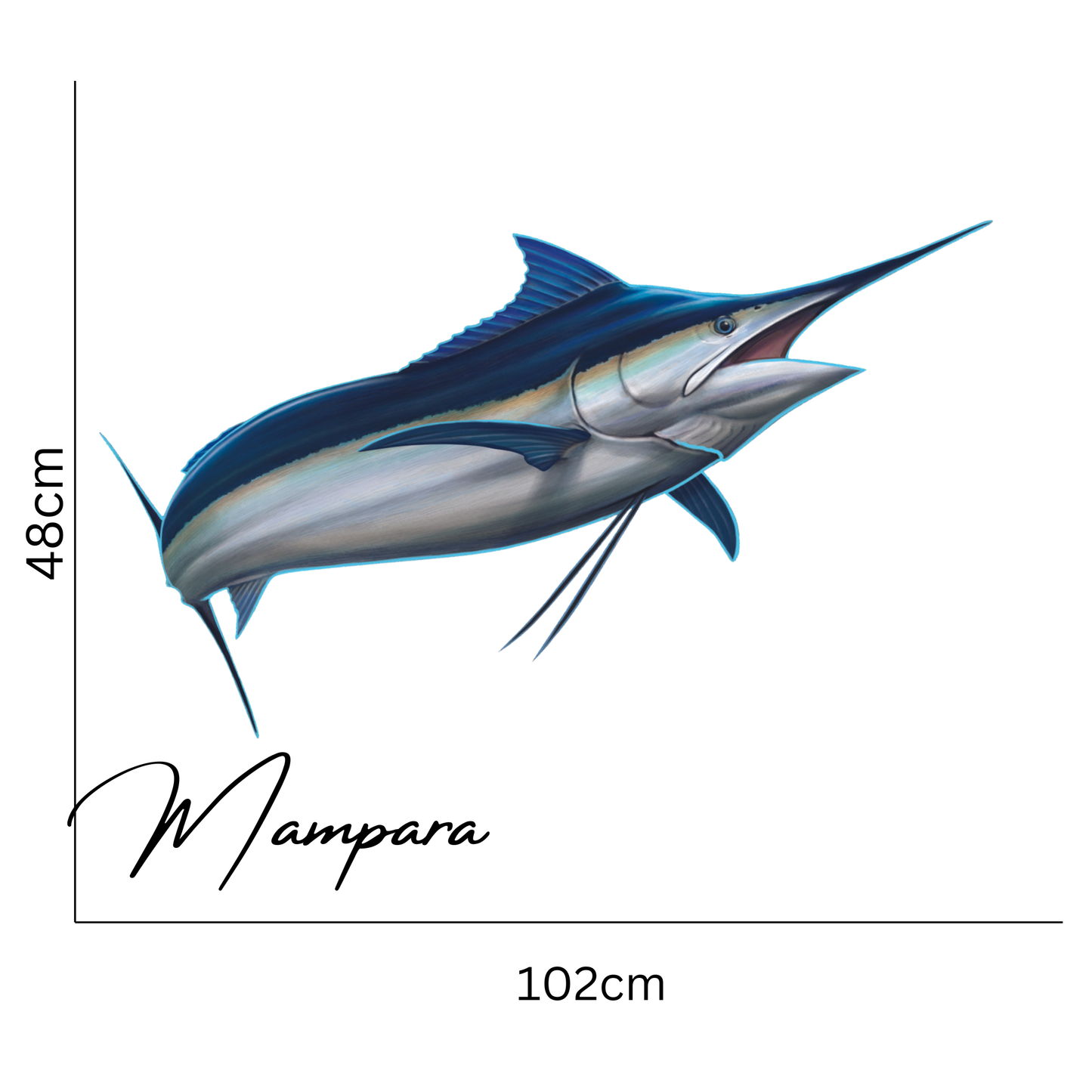 Black Marlin Leaping Print mount 100cm
