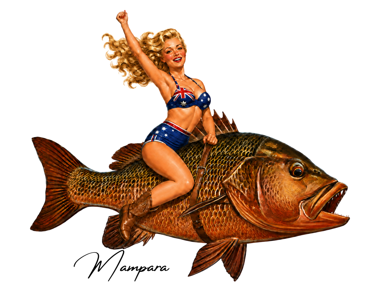 Mangrove Jack with Blonde Pin Up 40s era Print mount 40cm