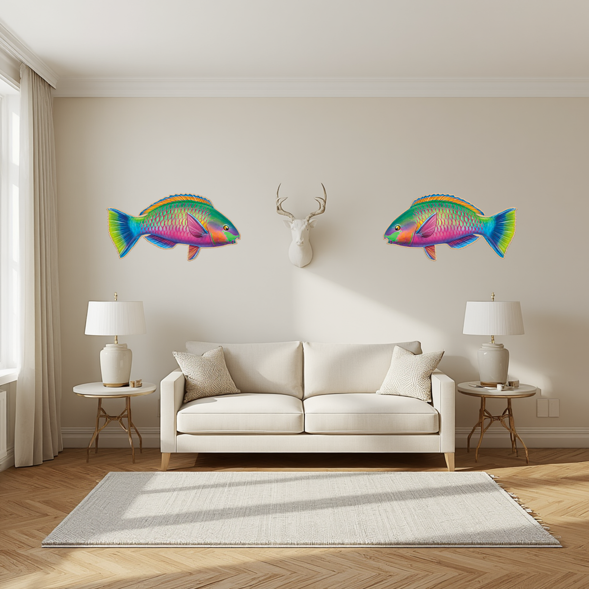 Quoyi Parrot Fish Print mount 40cm