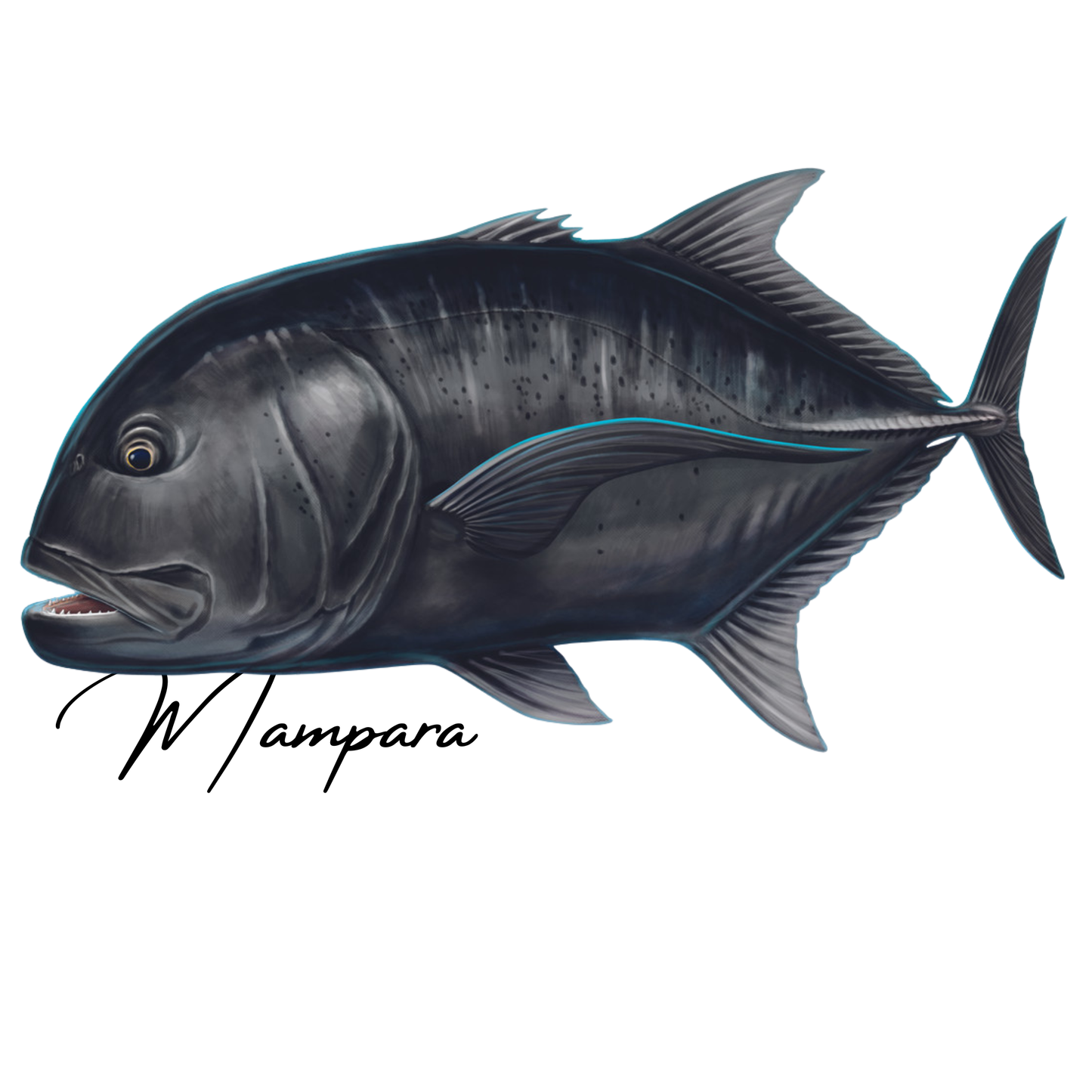 Giant trevally Black Version (GT) Print mount 100cm in length