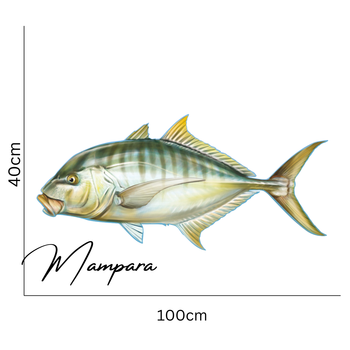 Golden Trevally Print mount 100cm in length