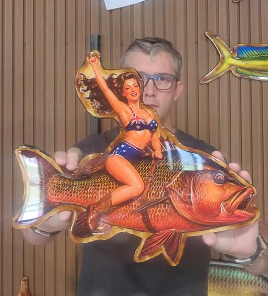 Mangrove Jack with Brunette Pin Up 40s era Print mount 40cm