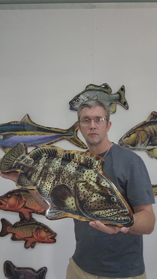 Black Spot Estuary Cod print mount 70cm